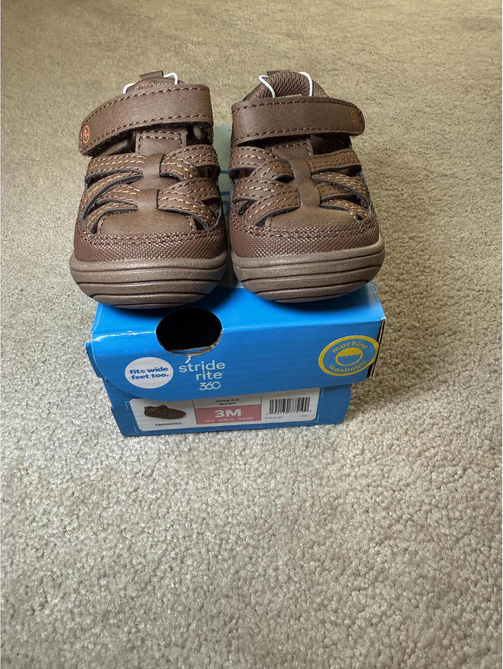 Stride Ritee Brown Baby Shoes Size 3M